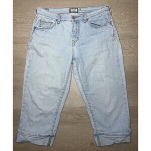 Levis 515 San Francisco Capri Cuffed Mid Ride Light Wash Blue Jeans Sz 8 Denim